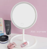 Espejo con Luz Led Circular con Base 27x18cm COD 220115 220156 8.2 - Blanco y Rosado