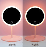 Espejo con Luz Led Circular con Base 27x18cm COD 220115 220156 8.2 - Blanco y Rosado